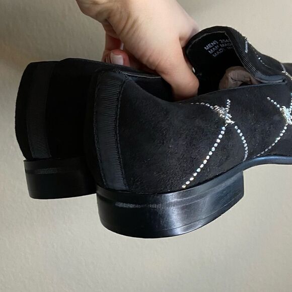 Stacy Adams Studly Black Velvet Loafer Metallic Stud Slip Size 8 - Picture 9 of 11